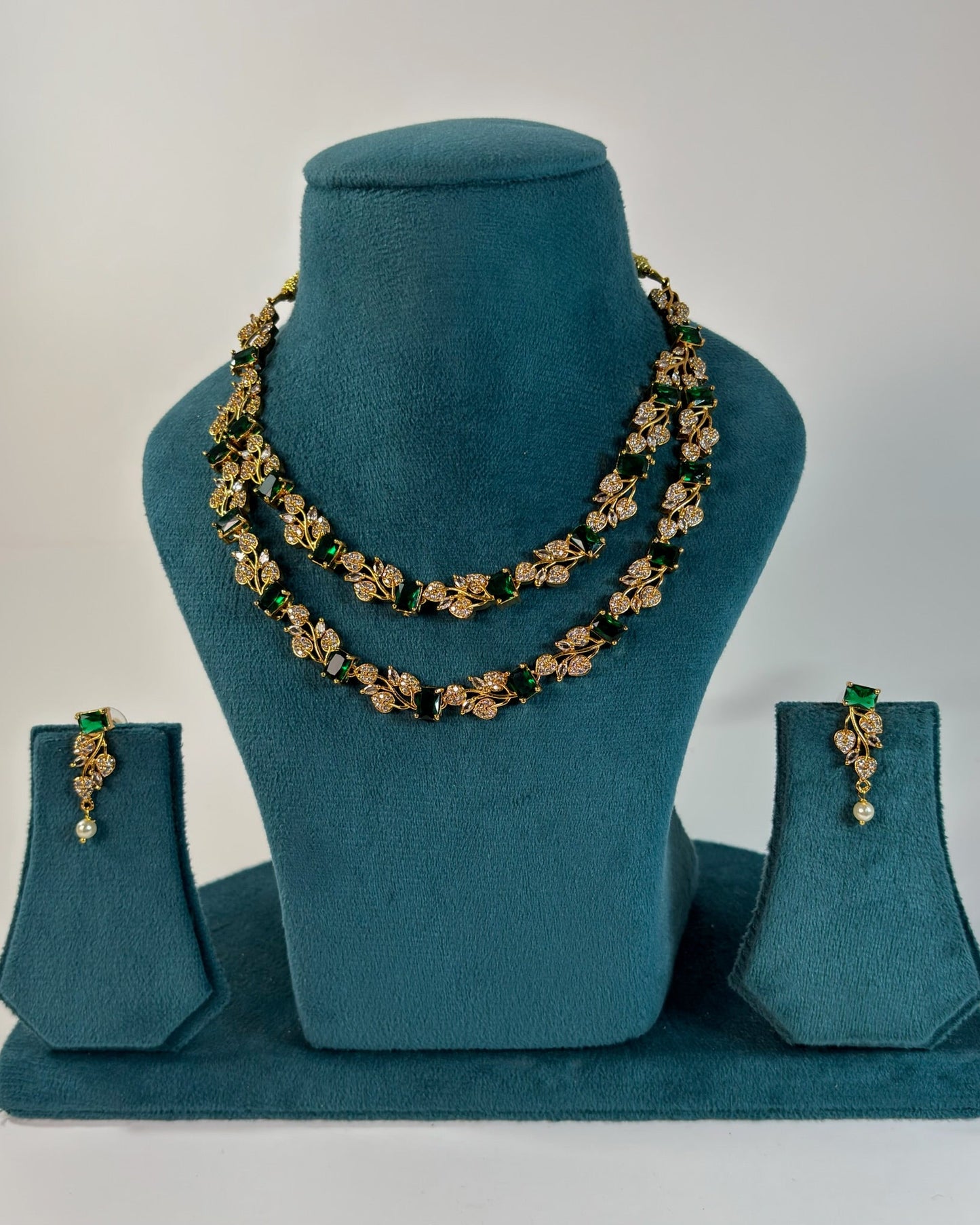 Gold plated 2layer American Diamond necklace set