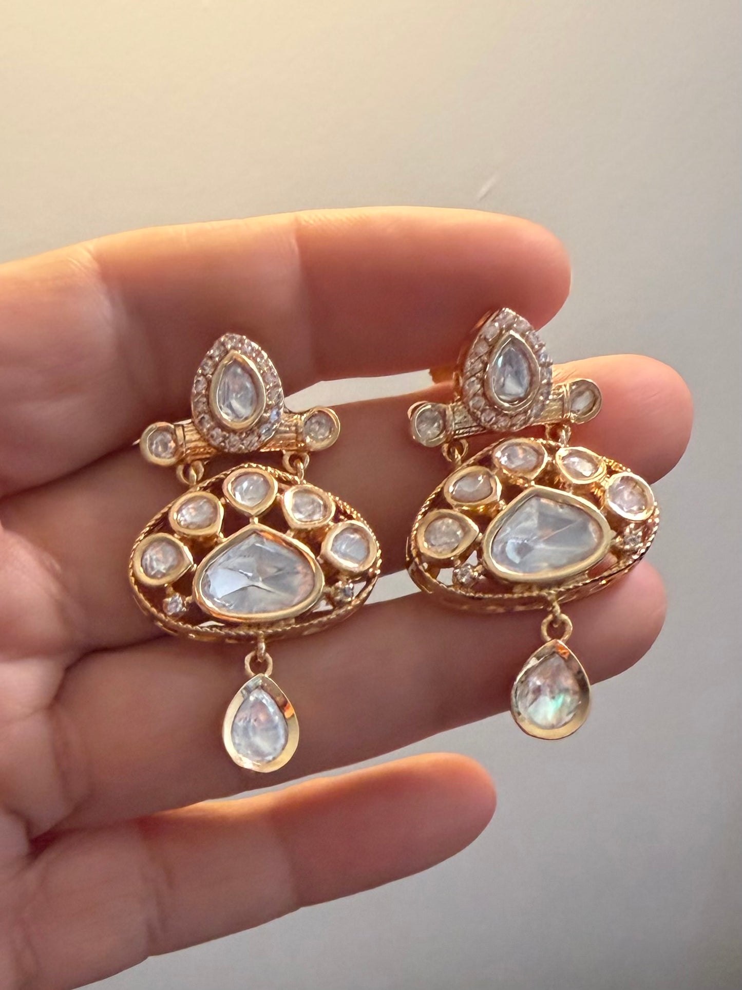 Gold plated kundan earrings