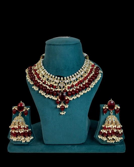 Gold plated kundan necklace set