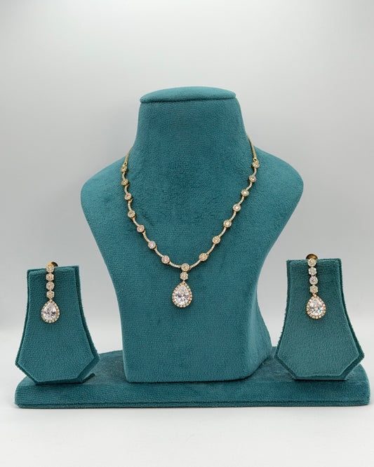 Gold plated American Diamond necklace set