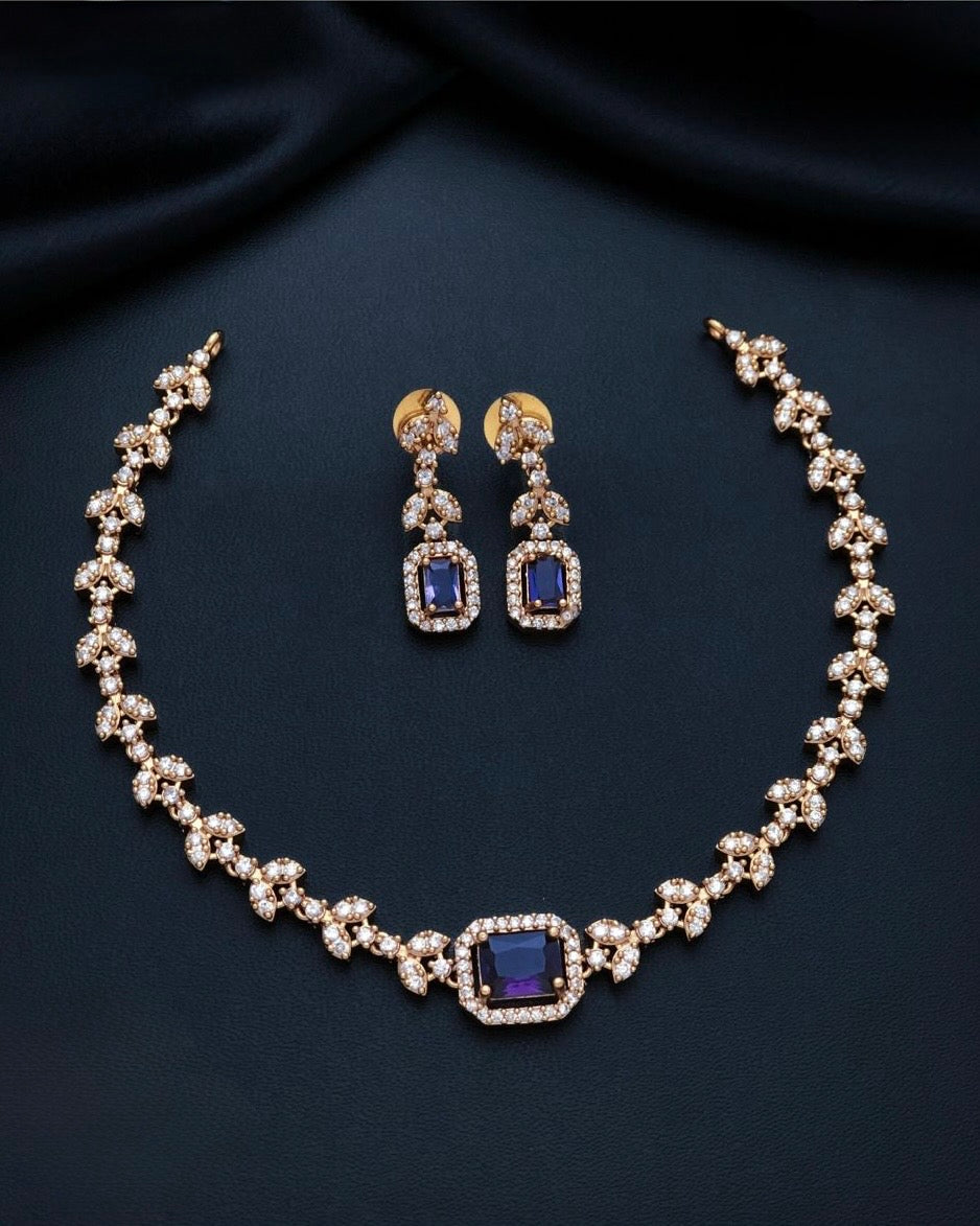 Gold plated American Diamond necklace set
