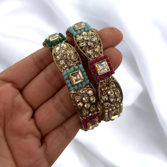 Antique gold multi color kadas