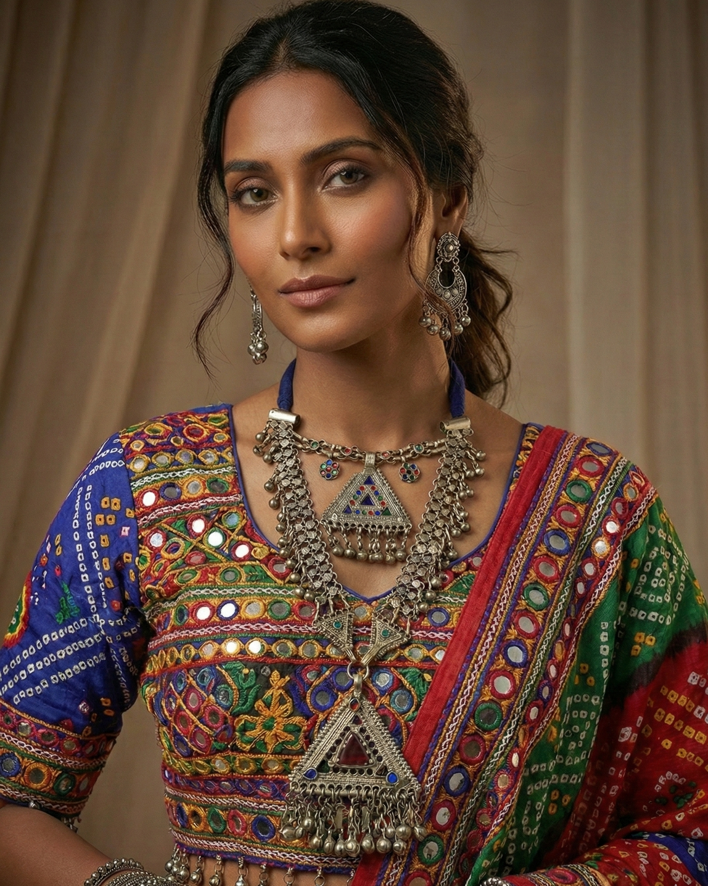 Oxidized gold handmade Afghani long necklace