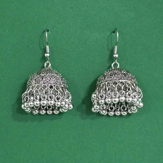 Silver oxidized jhumki