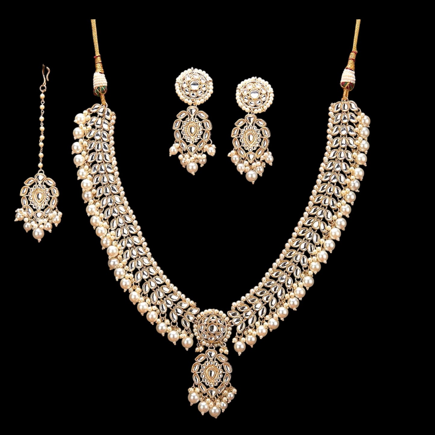 Gold plated kundan necklace set
