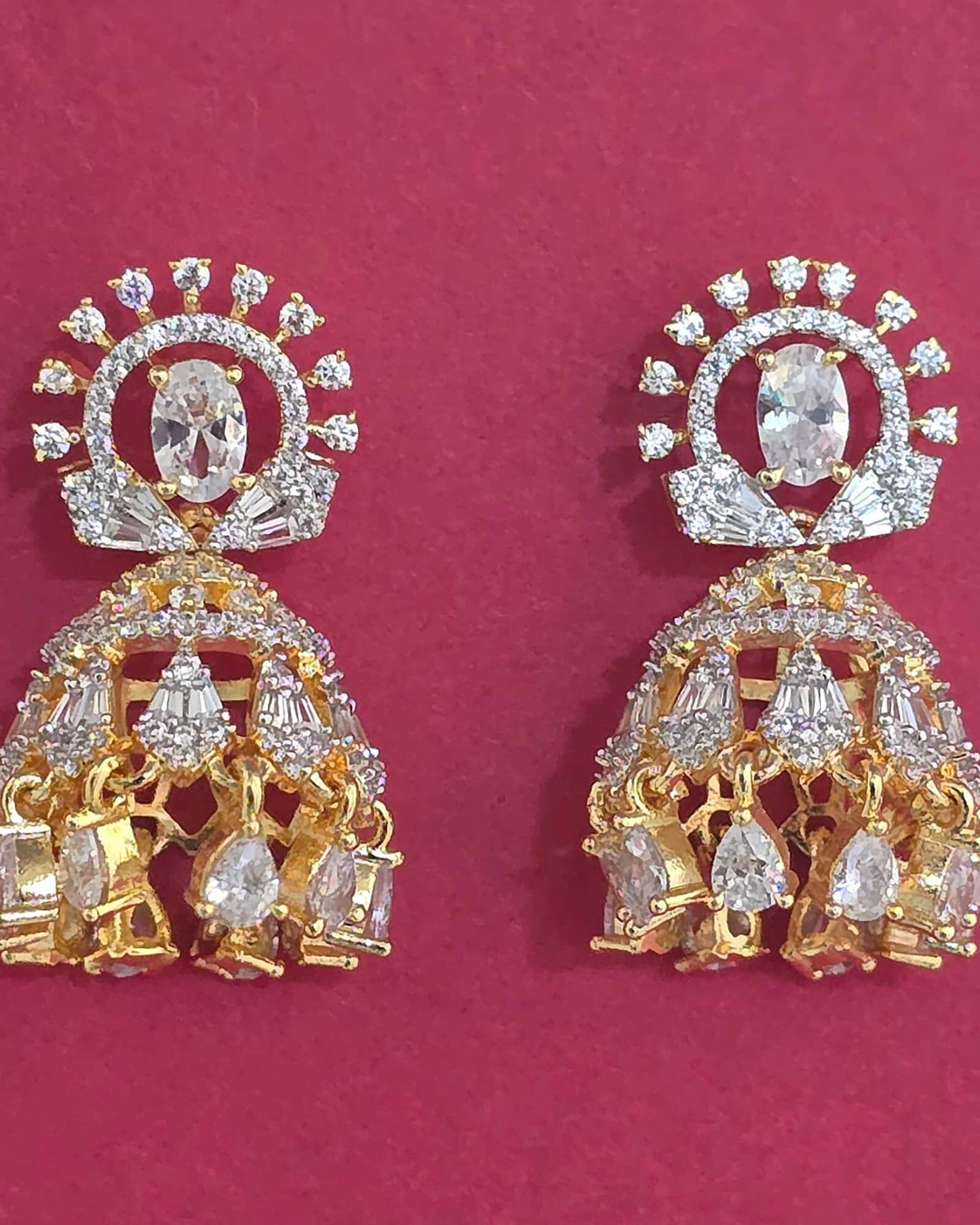 2tone American Diamond jhumki