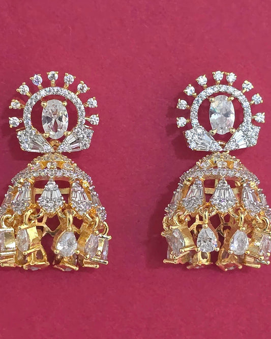 2tone American Diamond jhumki