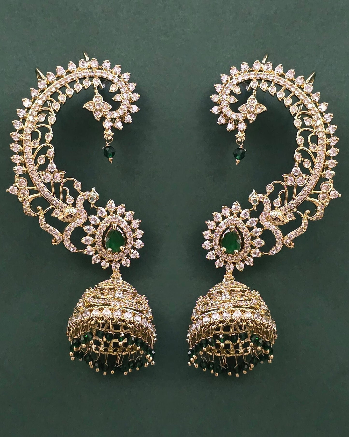 Victorian polish jhumki with earcuffs