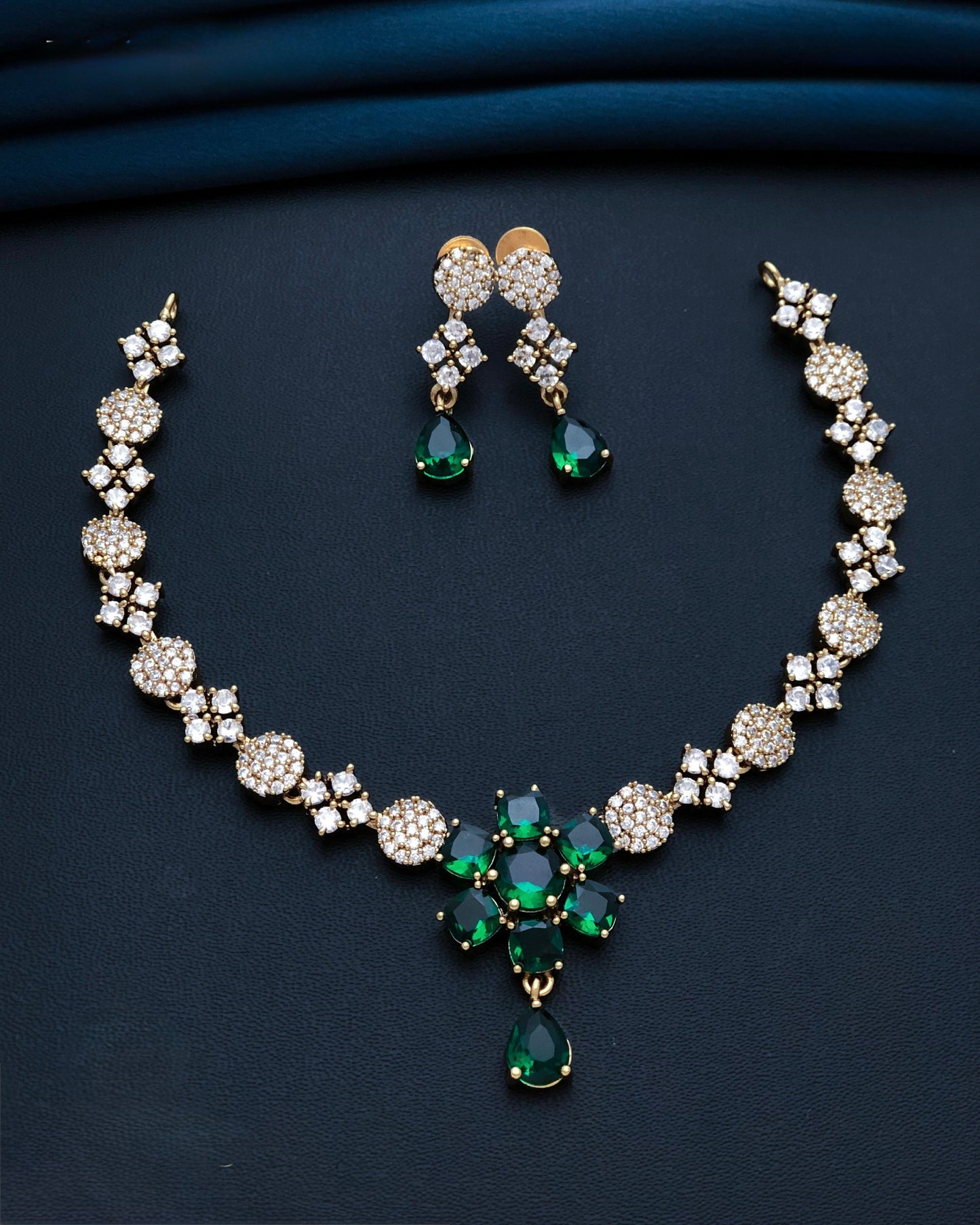 Gold plated American Diamond necklace set