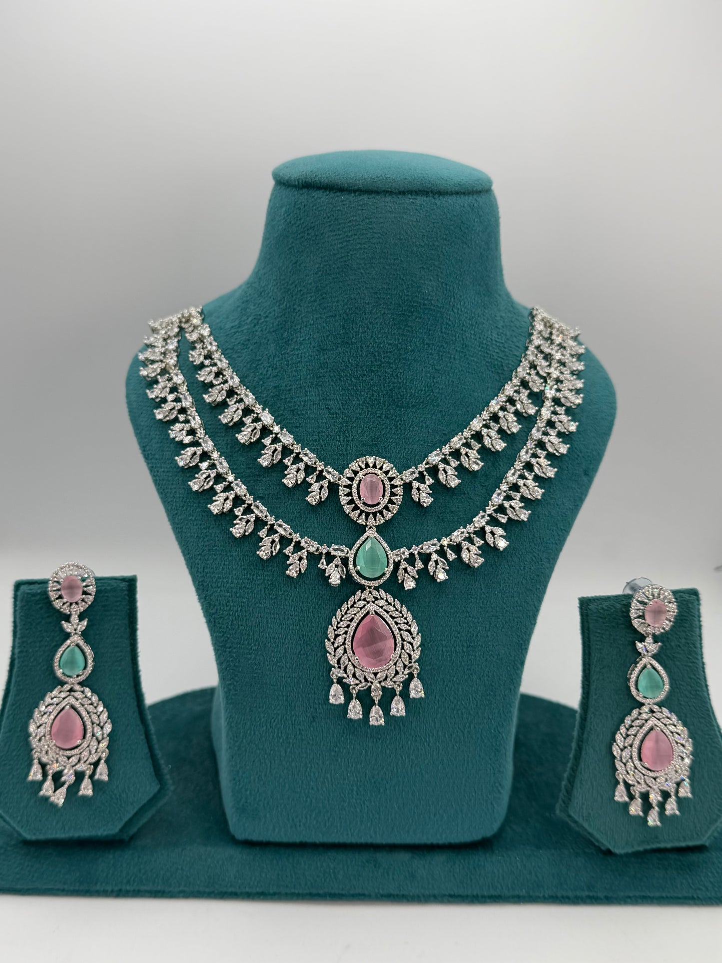 Two layer American Diamond necklace set