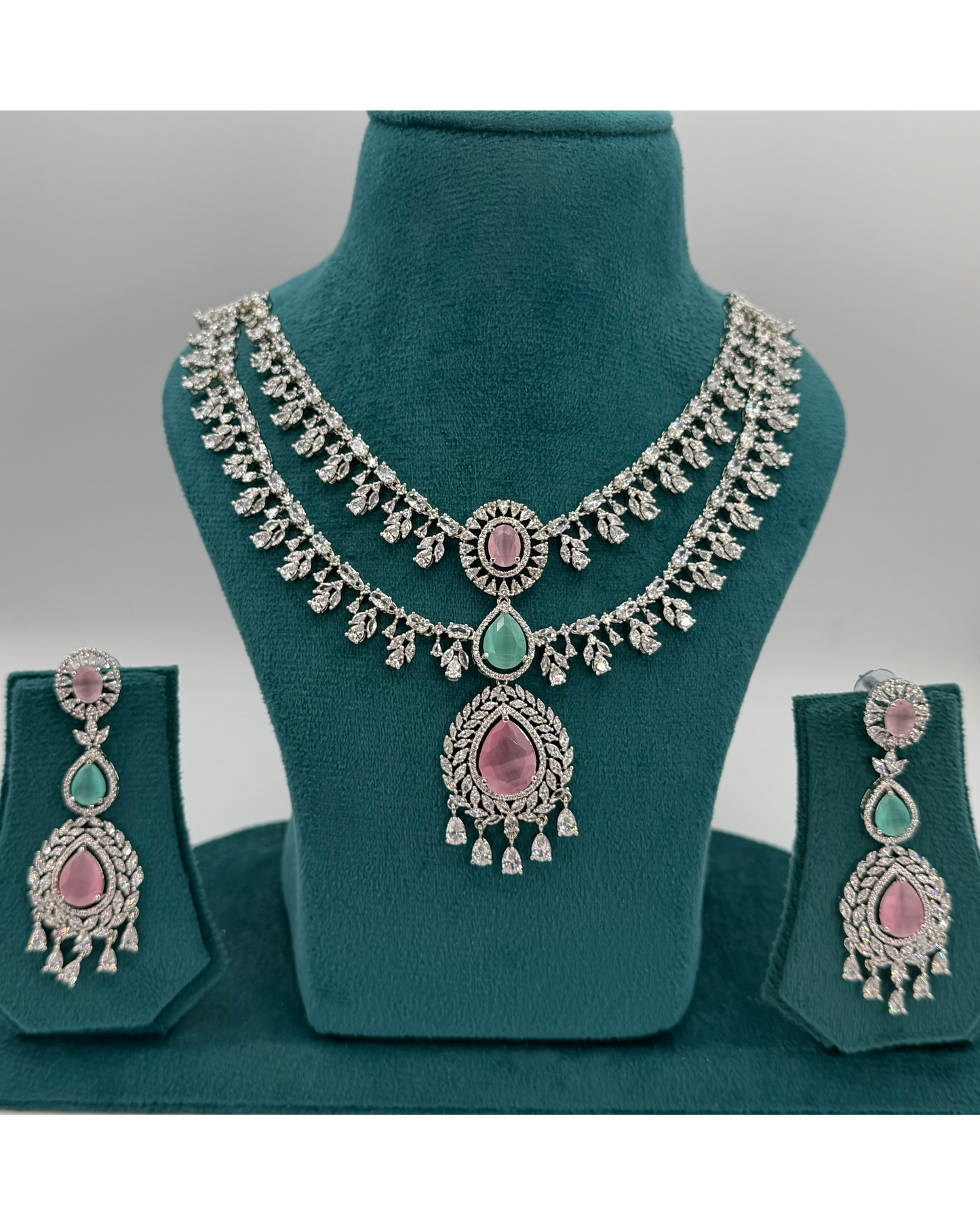 Two layer American Diamond necklace set