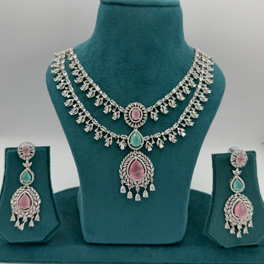 Two layer American Diamond necklace set