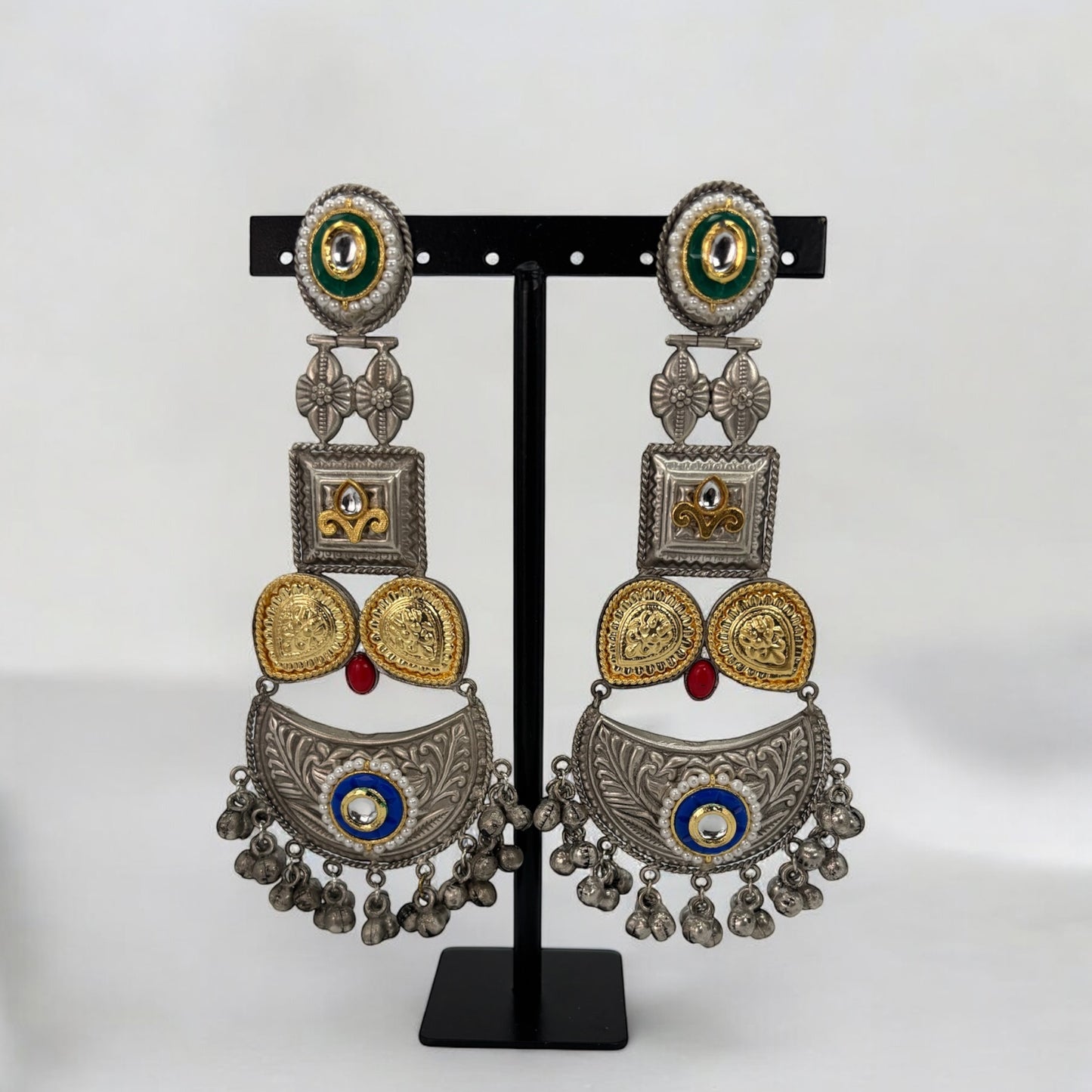 Light weight German silver dual tone earrings