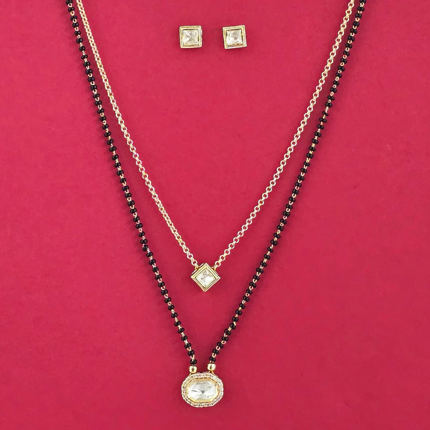 Gold plated kundan mangalsutra