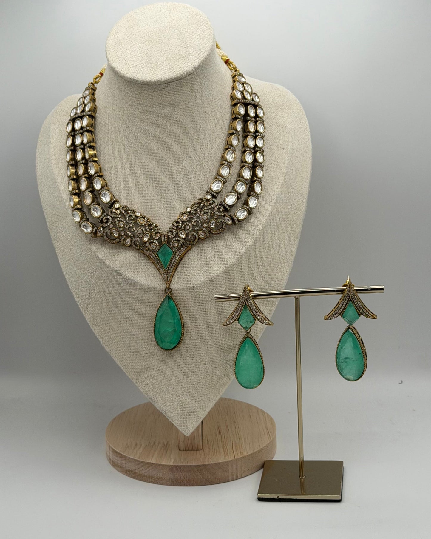 Victorian plated Moissonite necklace set