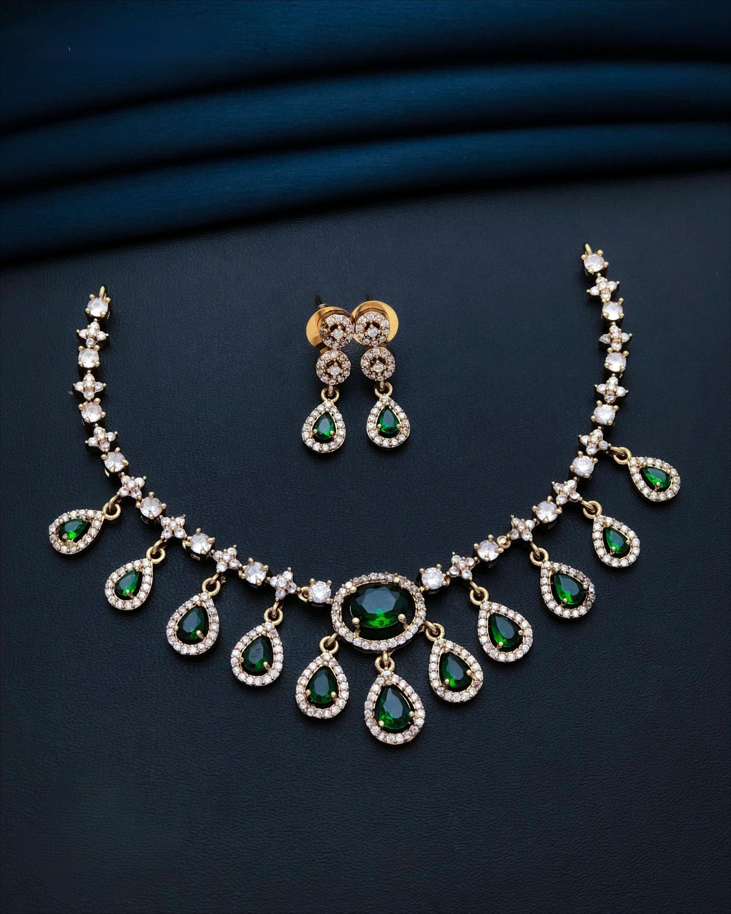 Gold plated American Diamond necklace set