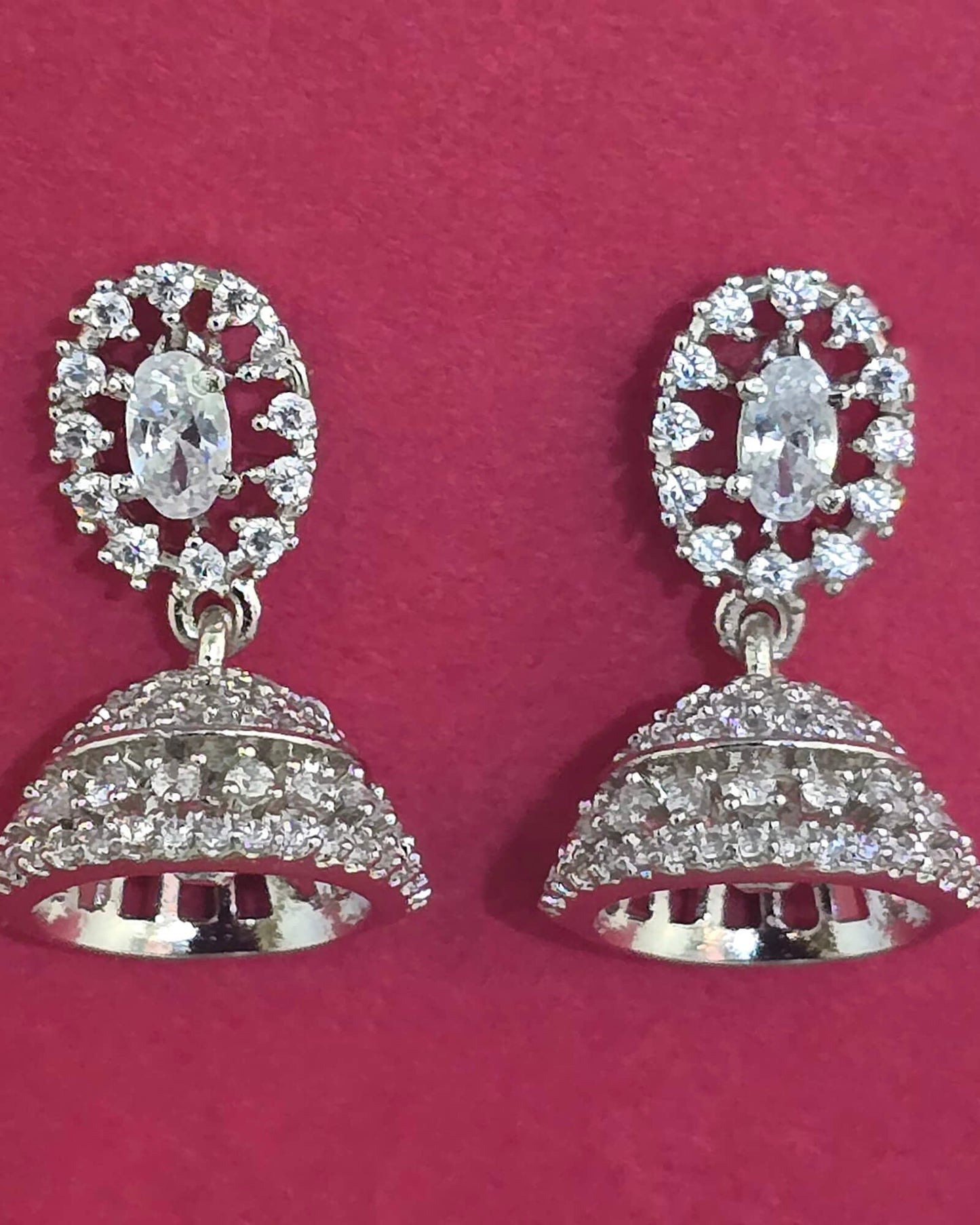 Silver American Diamond small jhumki