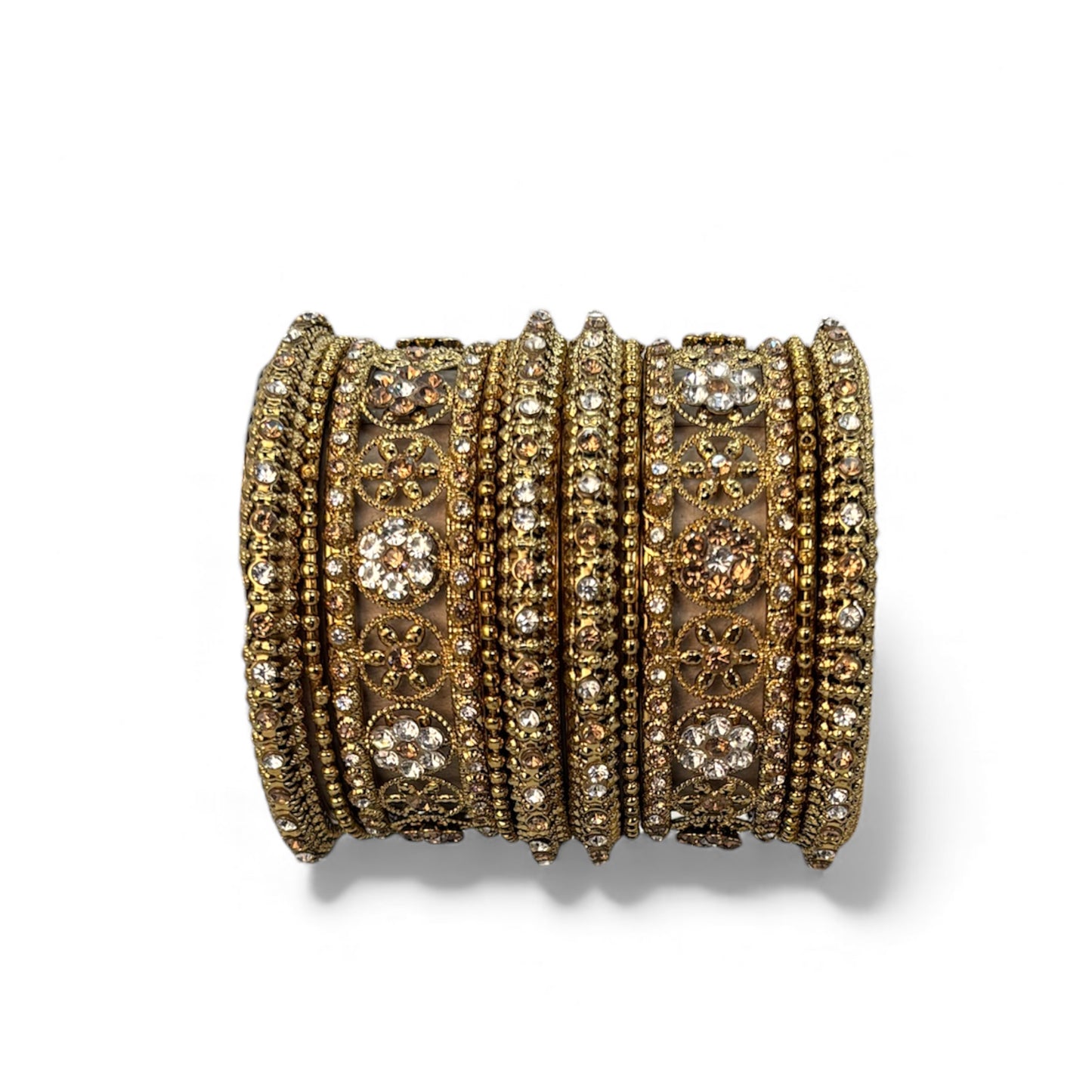 Mehndi finish American Diamond bangles set