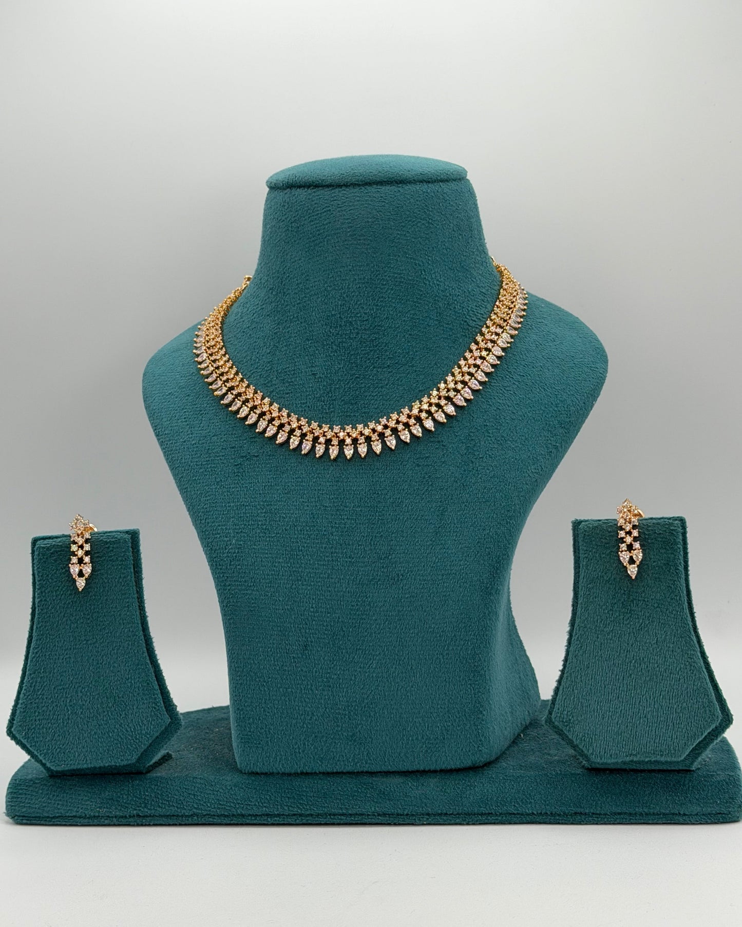 Gold plated American Diamond necklace set