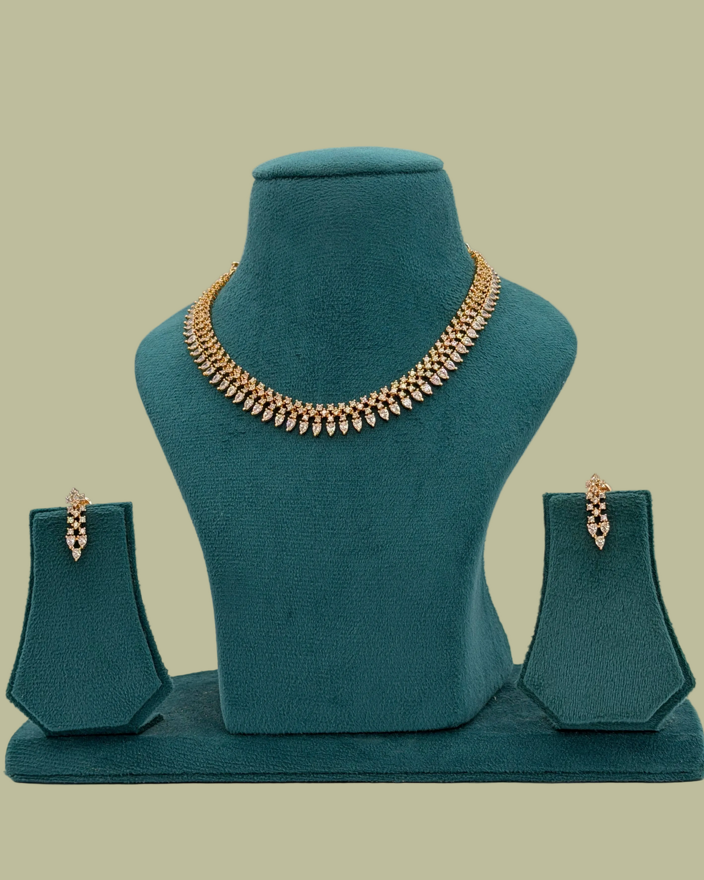 Gold plated American Diamond necklace set
