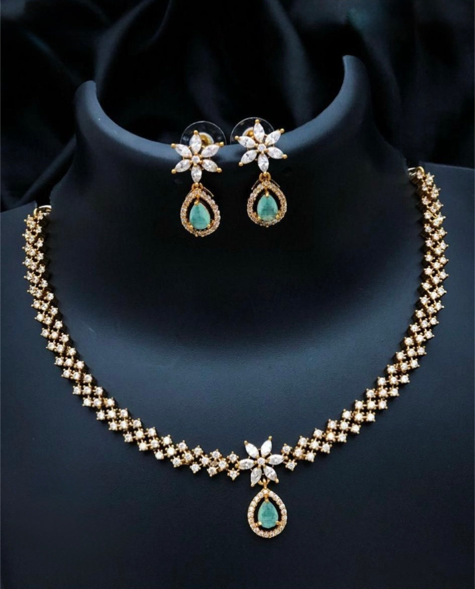 Gold plated American Diamond necklace set