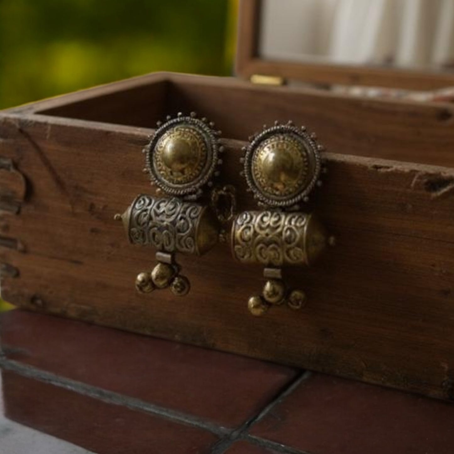 Oxidized 2tone German silver earrings