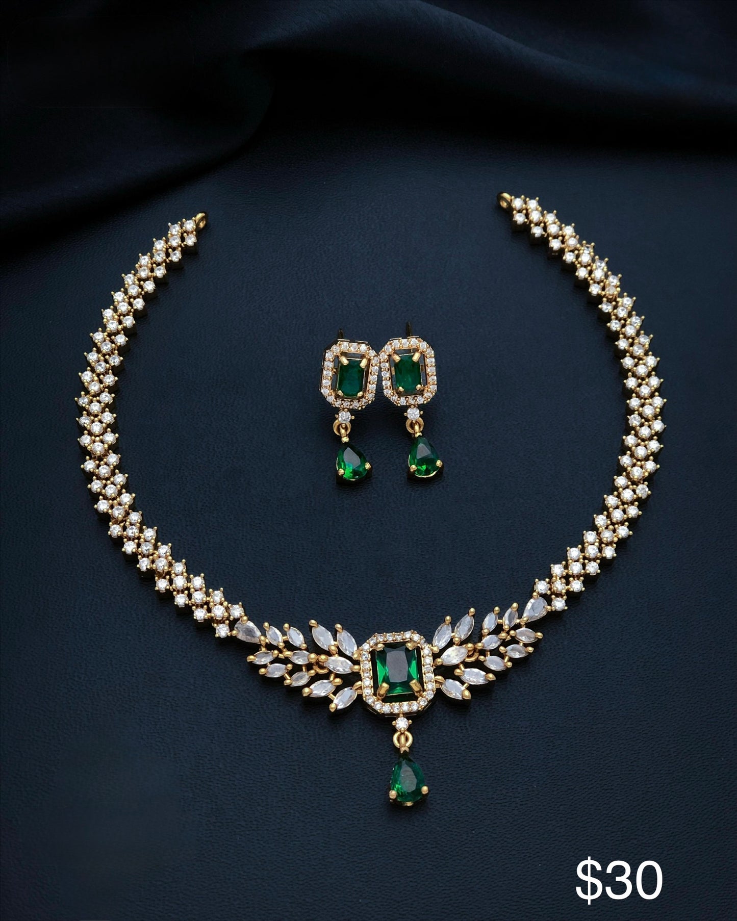Gold plated American Diamond necklace set