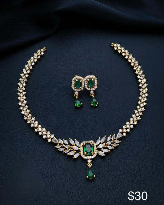 Gold plated American Diamond necklace set