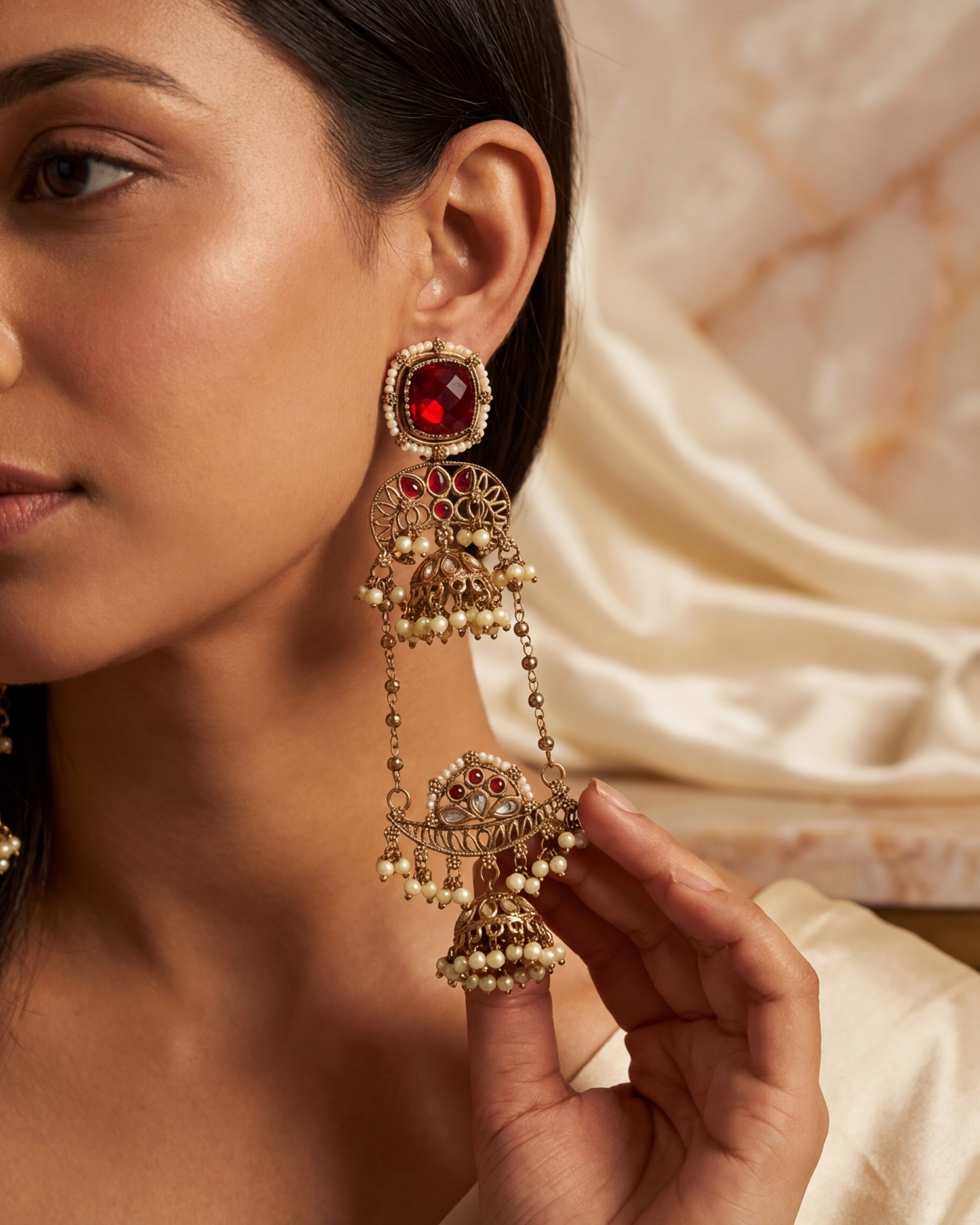 Mehndi plated Kashmiri earrings