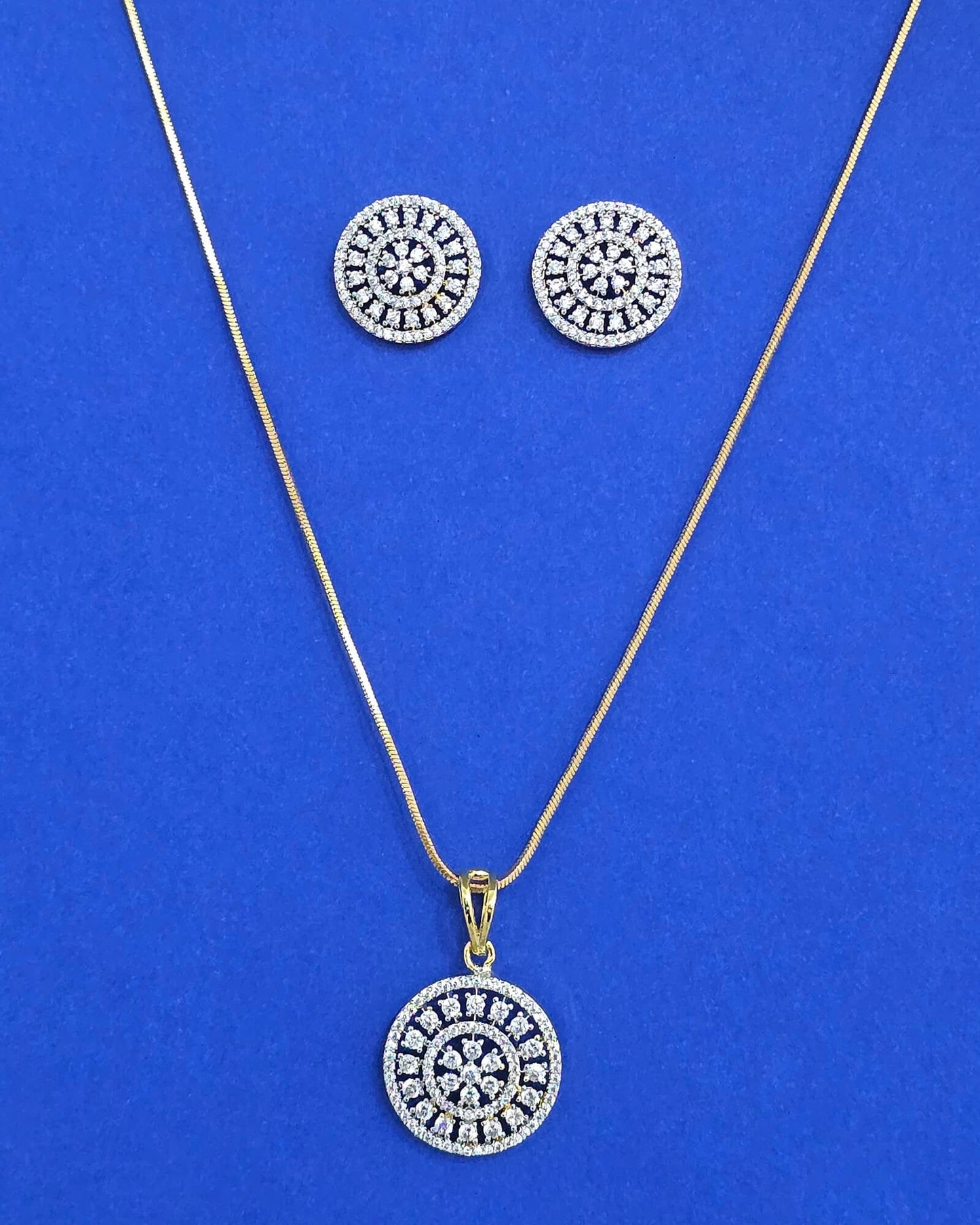 Gold plated American Diamond chain pendant set