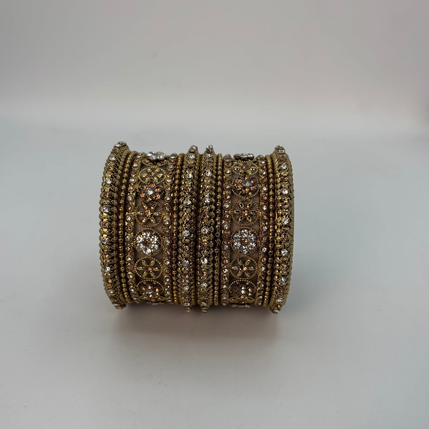 Mehndi finish American Diamond bangles set