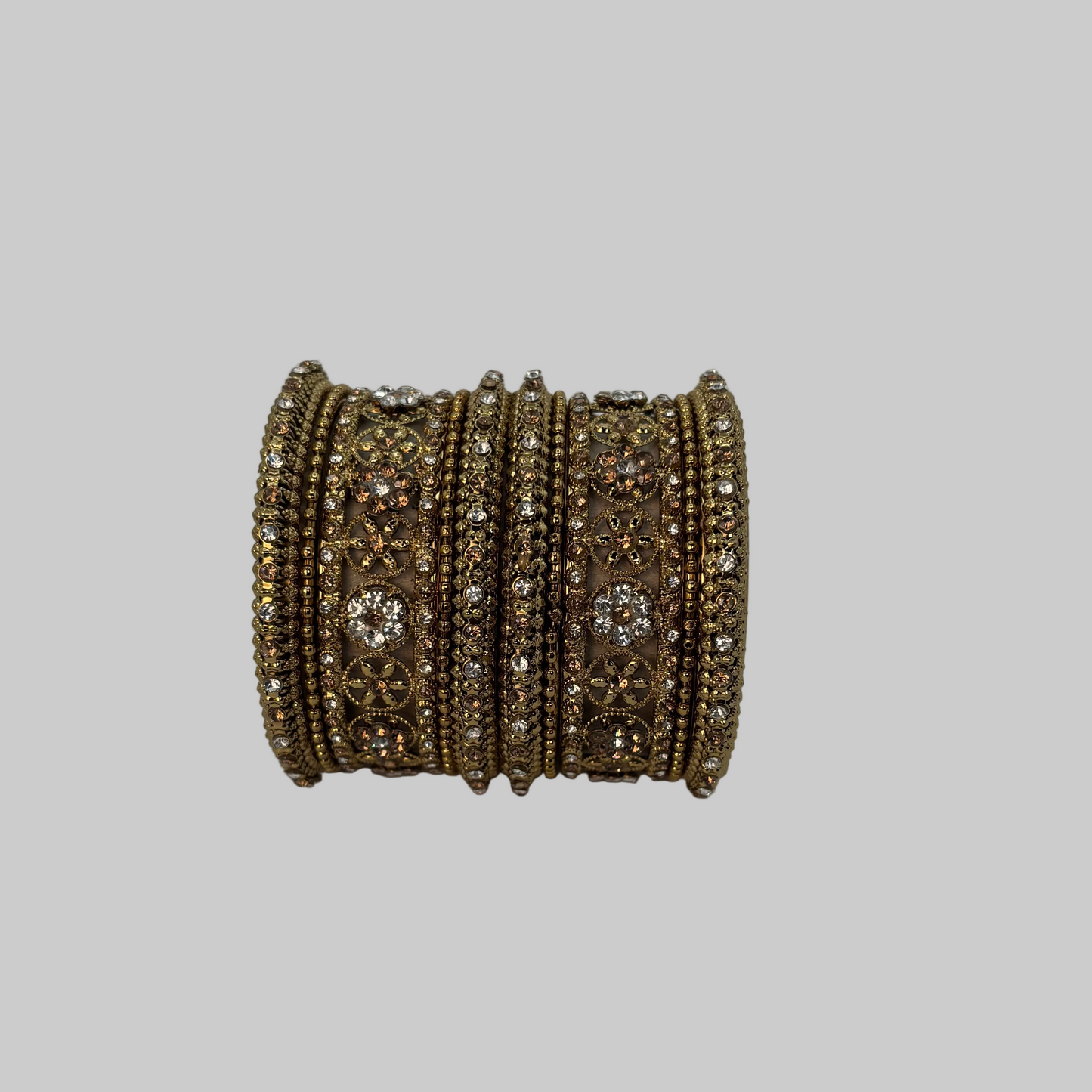 Mehndi finish American Diamond bangles set