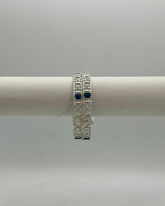 Silver American Diamond blue bangles