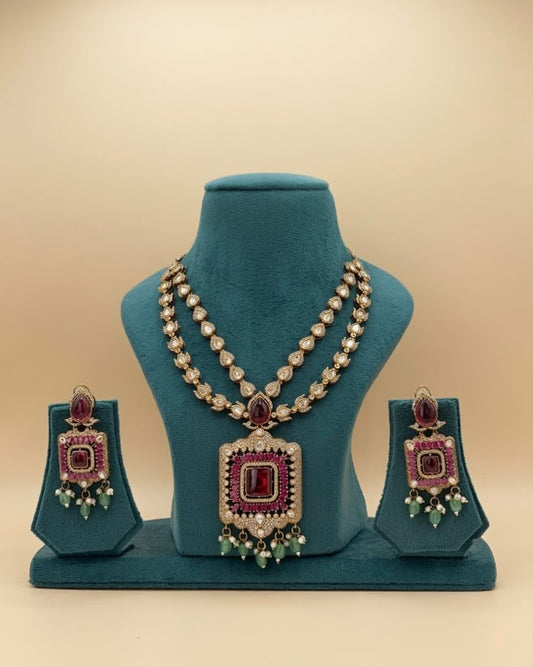 Gold plated polki necklace set