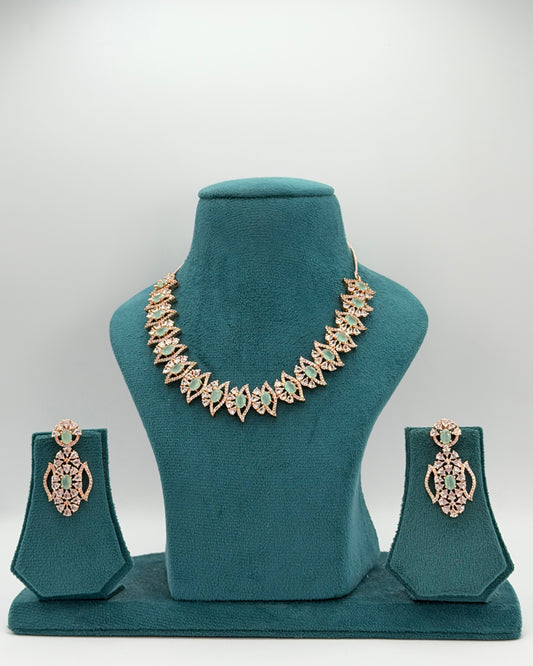 Rose gold plated American Diamond necklace set