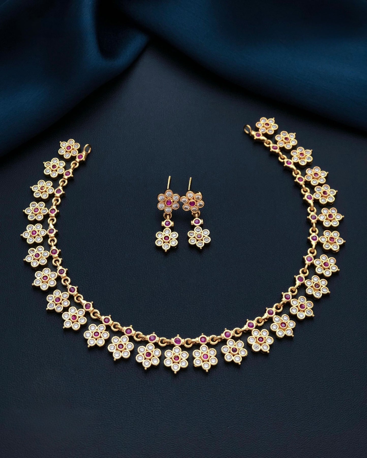 Gold plated American Diamond necklace set