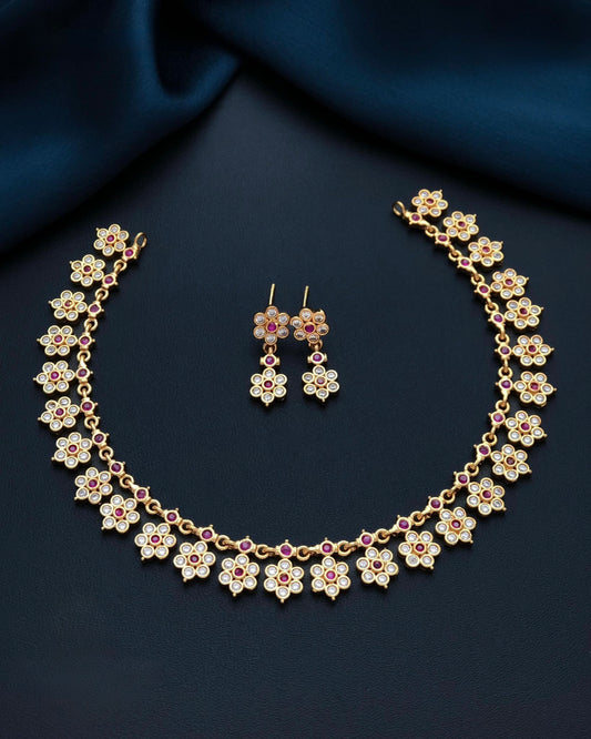 Gold plated American Diamond necklace set