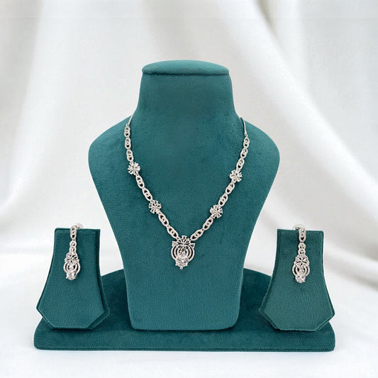 American Diamond silver necklace set