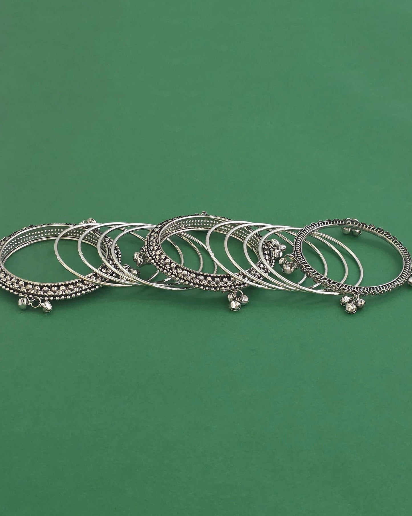 Silver oxidized bangles set