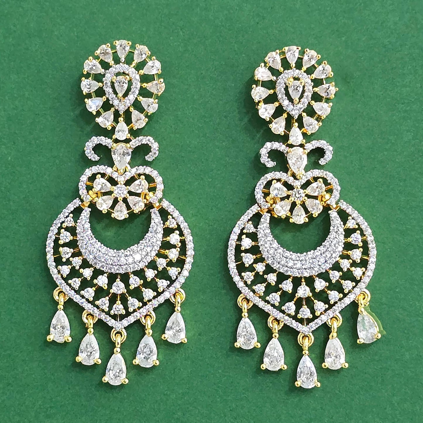 2tone American Diamond earrings
