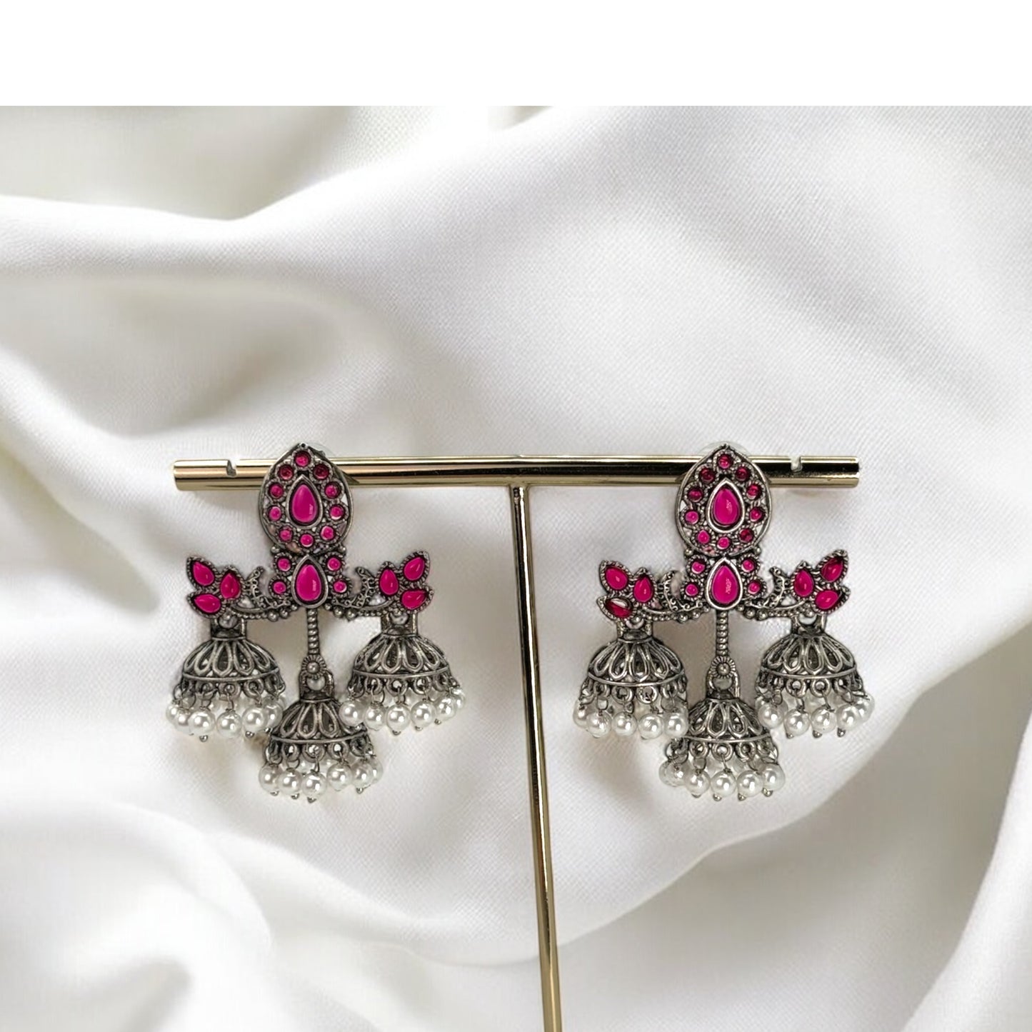 Silver oxidized jhumki