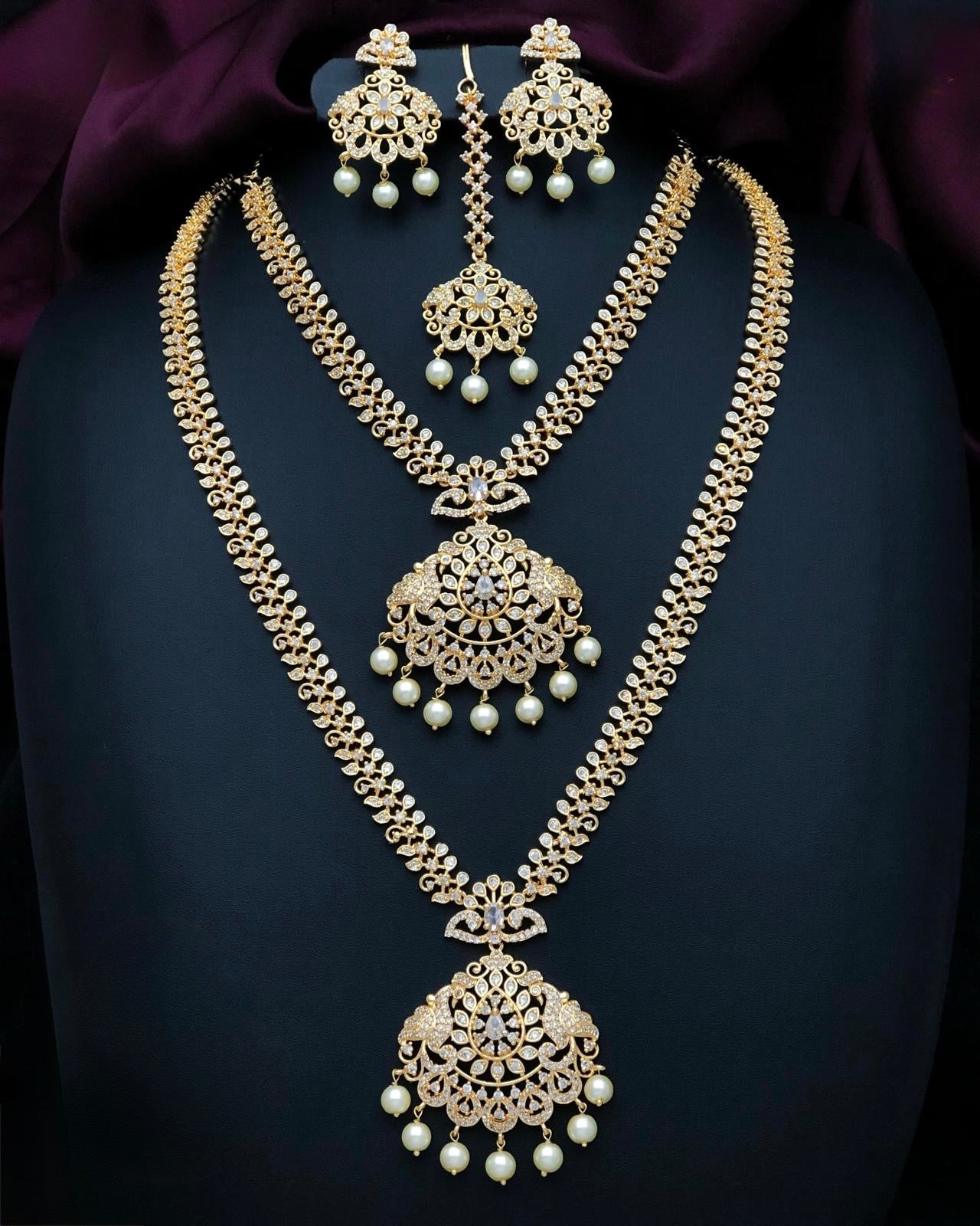 Gold plated American Diamond combo set