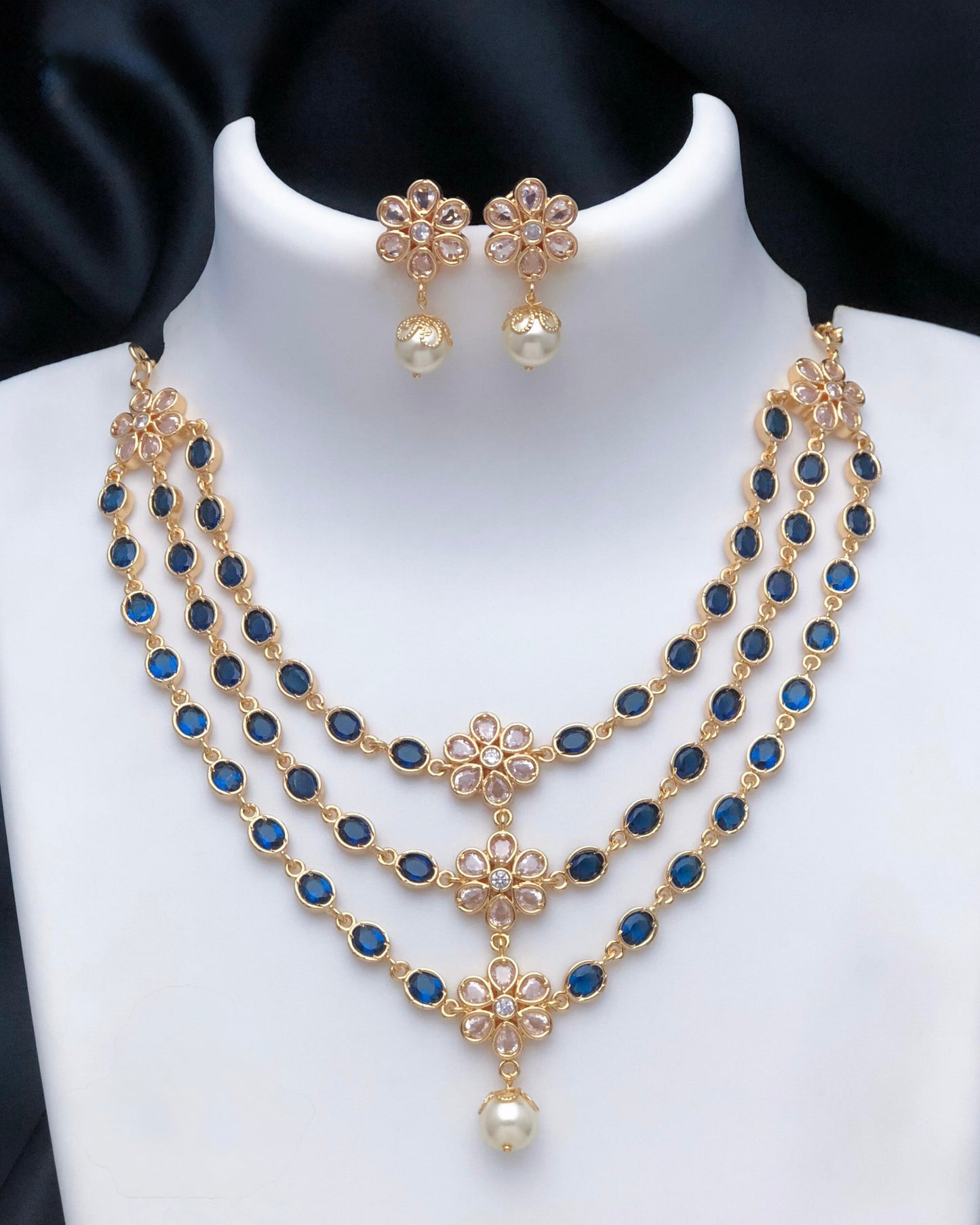 Gold plated three layer necklace set
