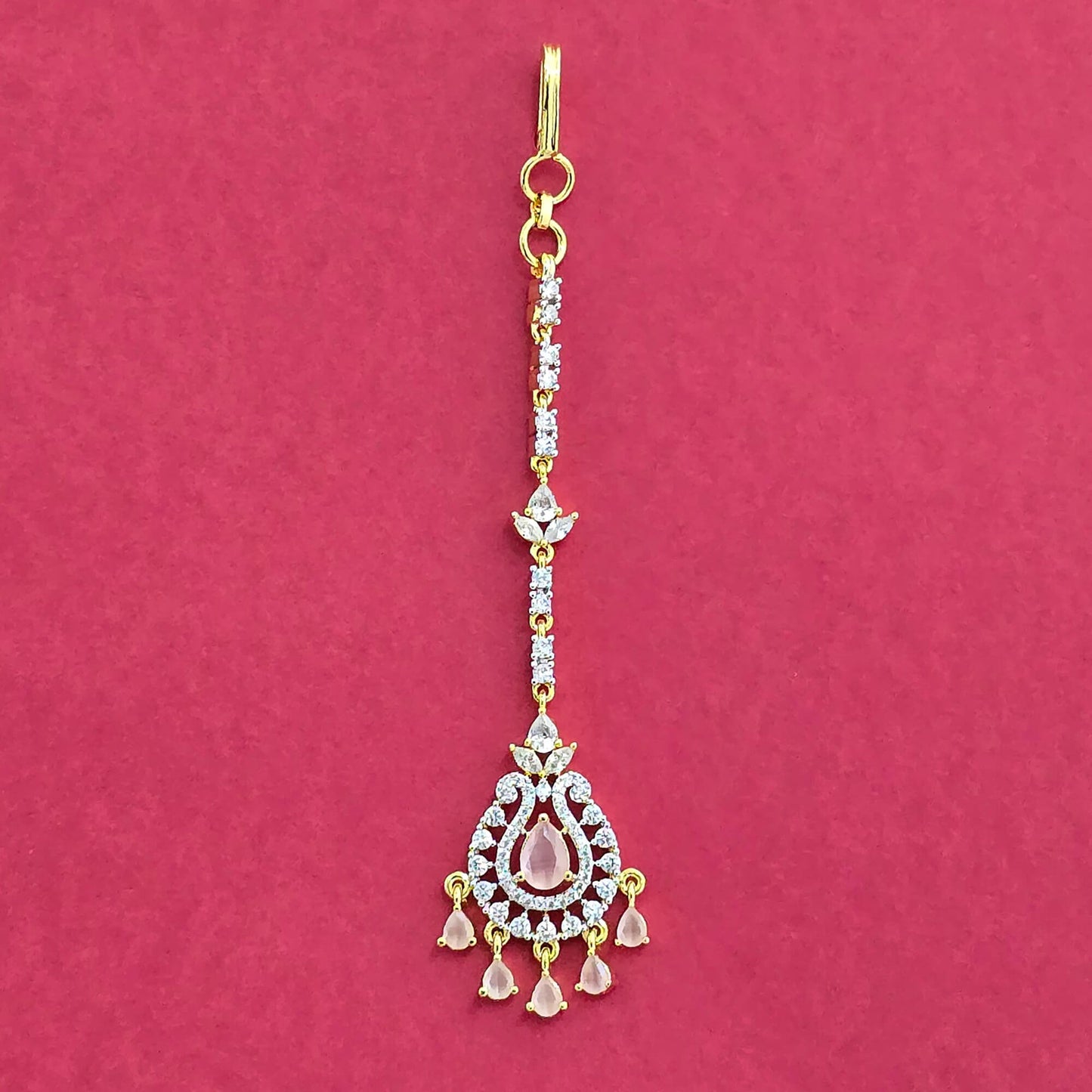 Gold plated American Diamond matha tikka