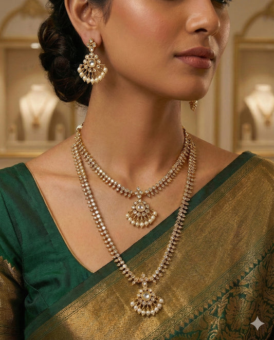 Gold plated double necklace