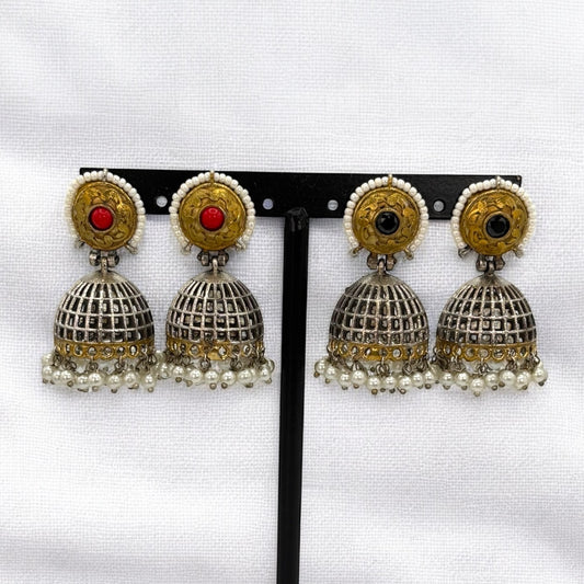 2tone German silver oxidized jhumki