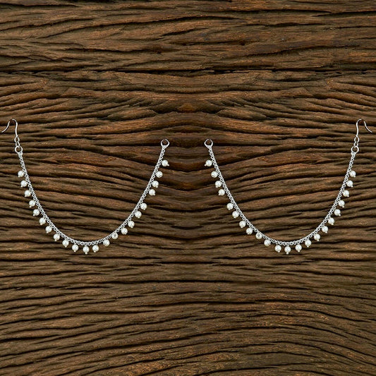 Single line silver moti ear chain