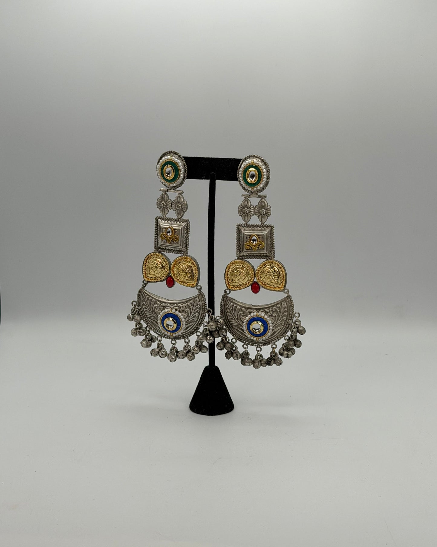 Light weight German silver dual tone earrings