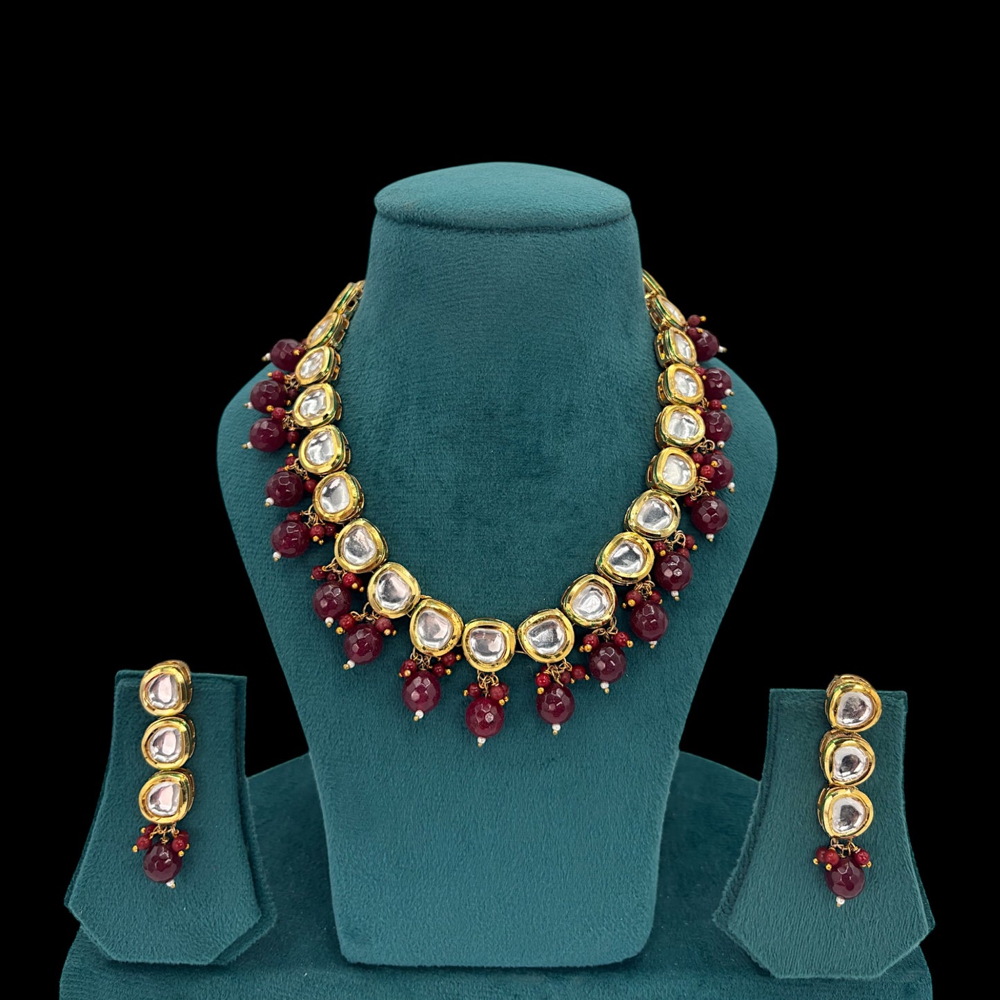Gold plated kundan necklace set