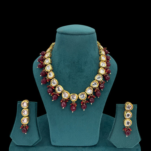Gold plated kundan necklace set